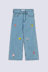 Girl's Floral Denim Pant